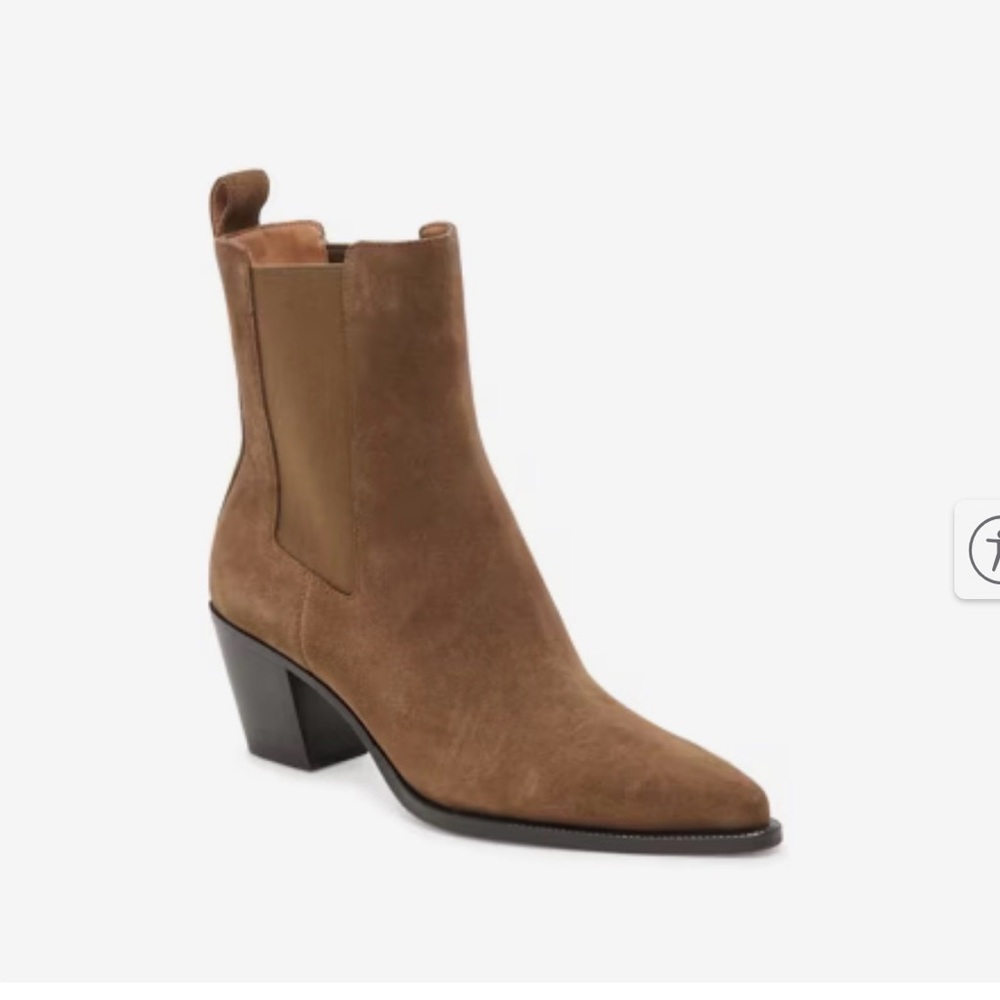 Women's Suede Pointed-Toe Chelsea Boot in Brown